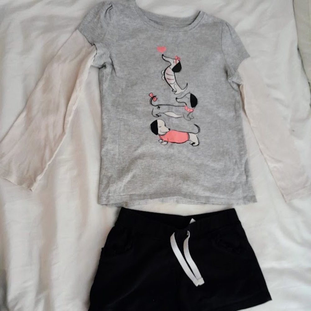 Stylish Carter's Black Shorts & Jumping Beans Long Sleeve Bundle | Size 6